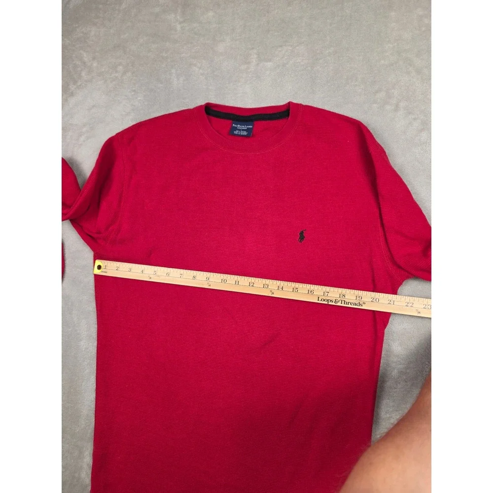 Polo Ralph Lauren Waffle Knit Thermal Shirt Men L Red Sleep Long Sleeve Crewneck